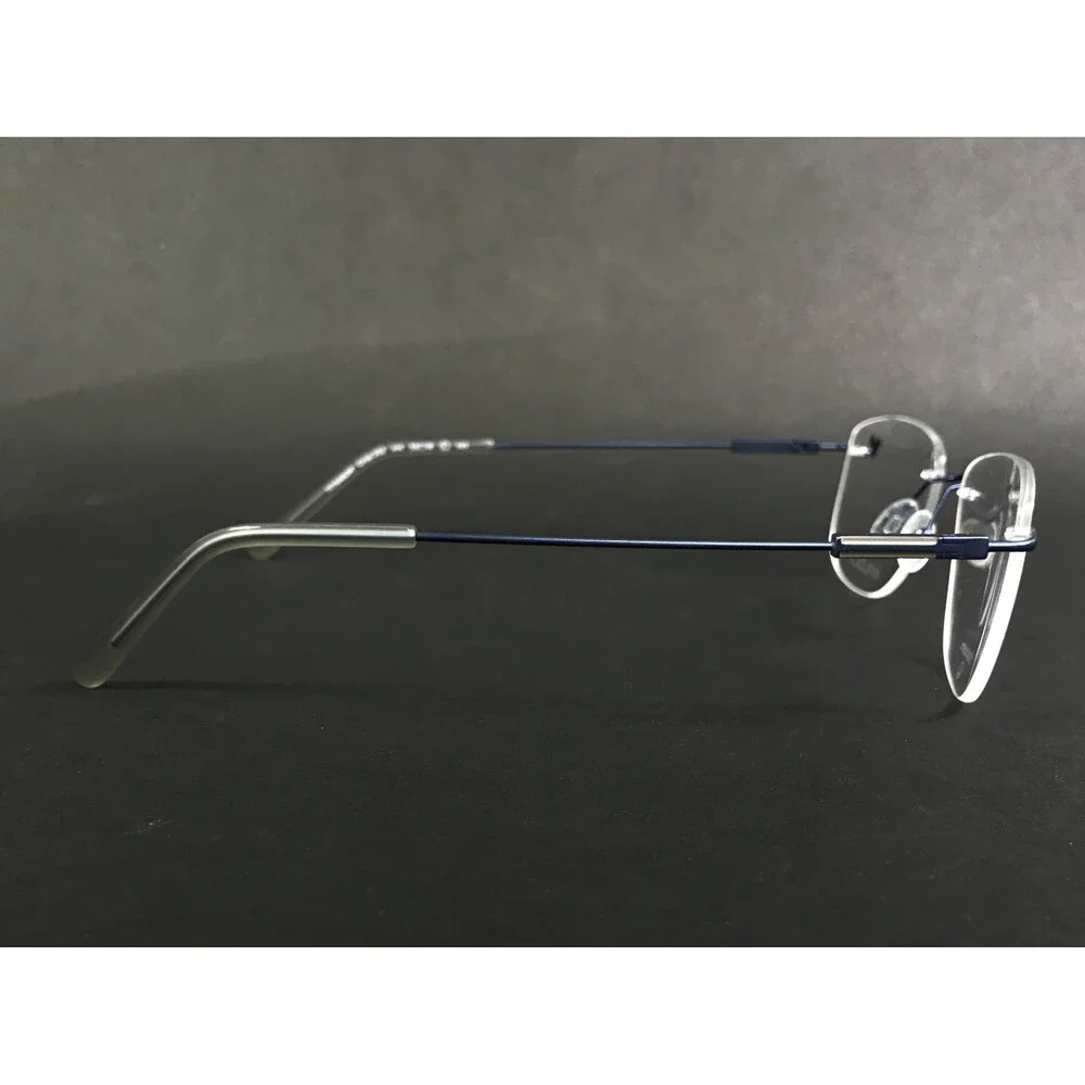 Airlock Eyeglasses Frames Crop 202 414 Blue Rimless Square Titanium 53-18-145