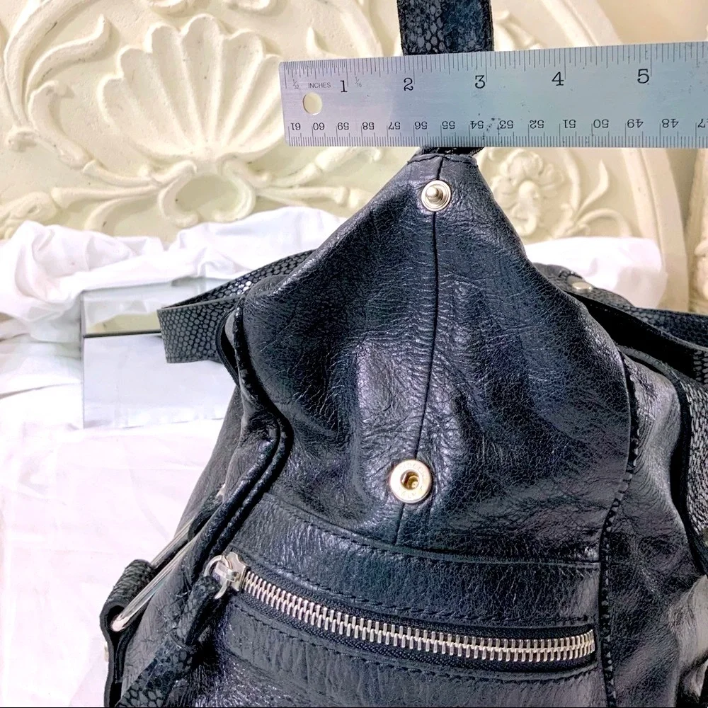 Python Embossed Leather Satchel Shoulder Bag