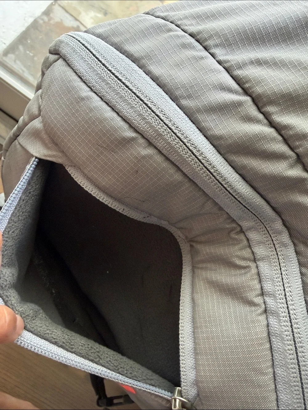 The North Face Gray Backpack with Neon Pink Accents
