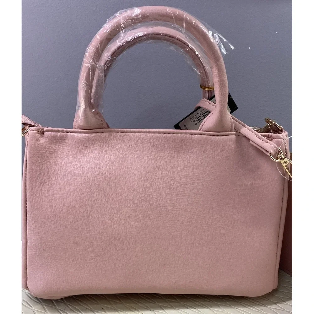 Bebe Everett Women Small Satchel Bag W/pouch Pink Quilted Soft Purse 6x9x4