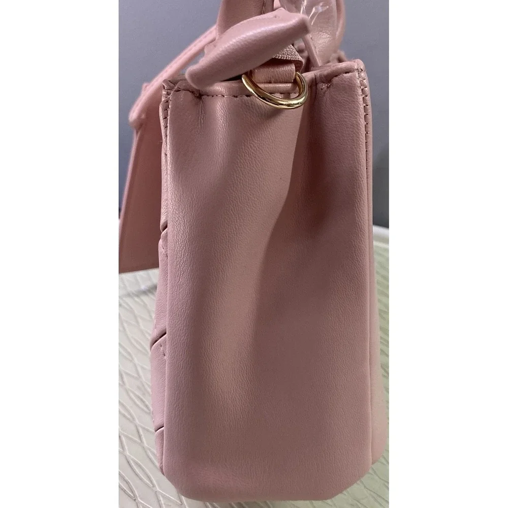 Bebe Everett Women Small Satchel Bag W/pouch Pink Quilted Soft Purse 6x9x4