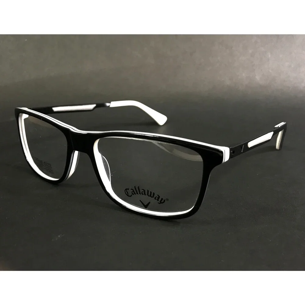 Callaway Eyeglasses Frames Greywolf BLK Black White Rectangle Full Rim 58-17-150