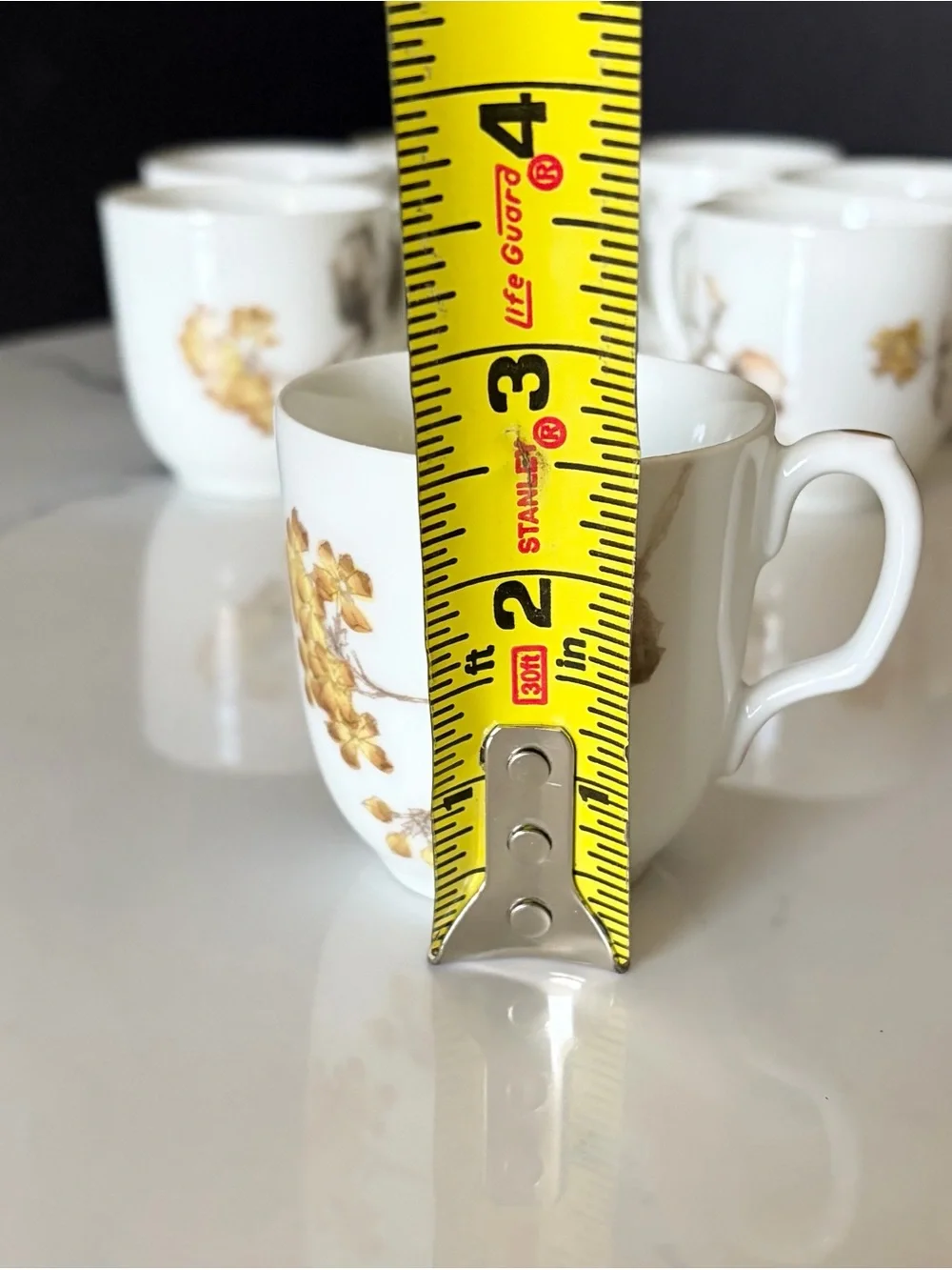 SET of 7 Espresso Demitasse Cup & Saucers - Yellow Floral - Haviland Limoges