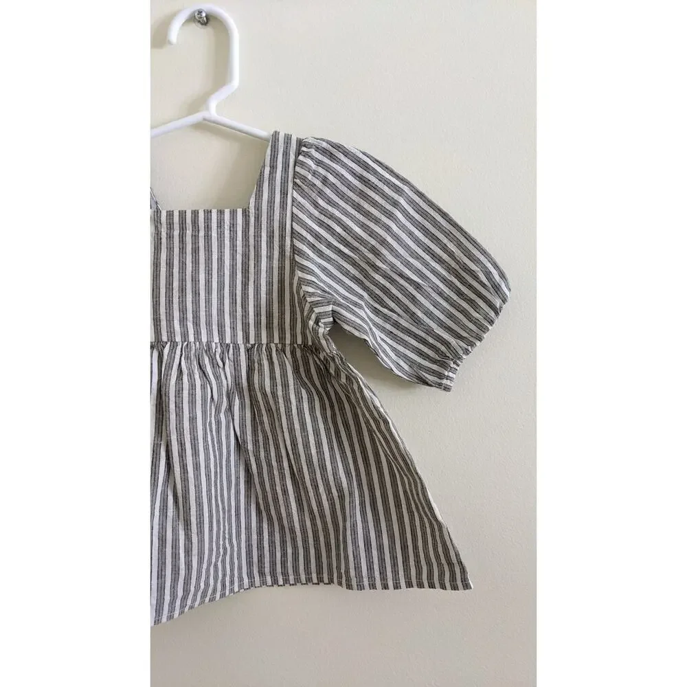 Rylee + Cru Railroad Stripe Dress & Headband Size 6/12m