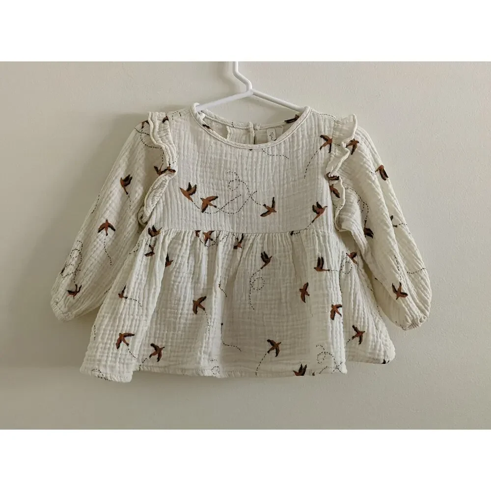 Rylee & Cru Sparrow Outfit Sz 6/12m Piper Blouse Bloomers Birds