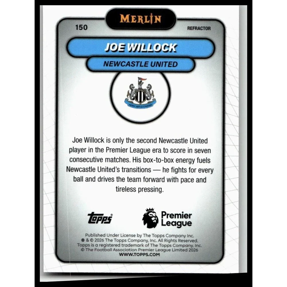 2026 Merlin Premier League #150 Joe Willock Refractor