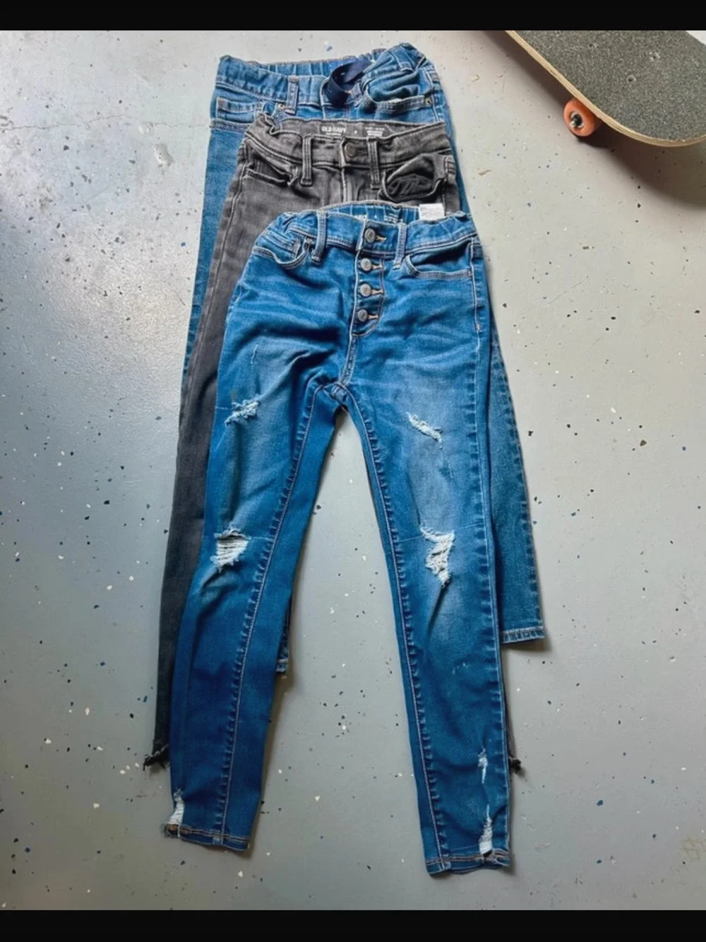Girls Distressed High-Rise Skinny Jeans - Bundle of 3 blue and black size 8