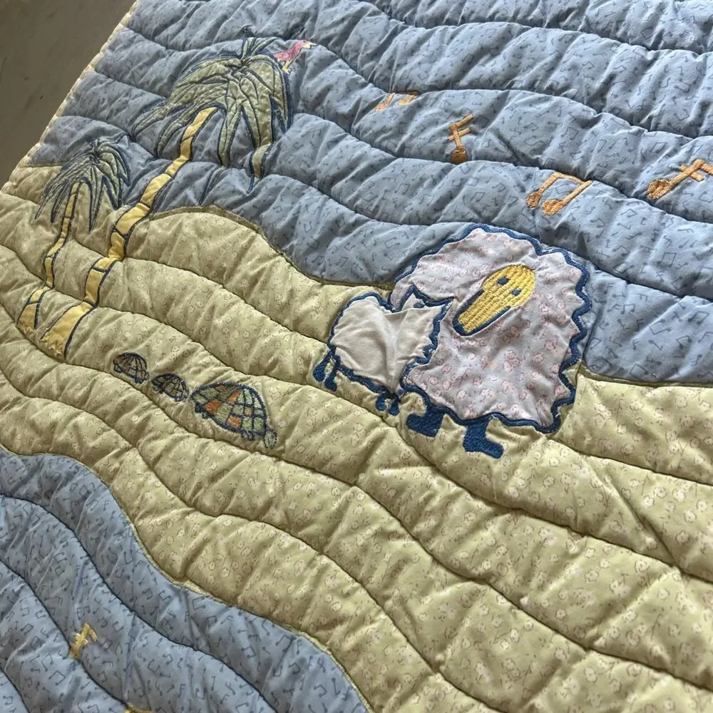 Carters John Lennon Animal Musical Parade Baby Crib Blanket Green Blue Safari B