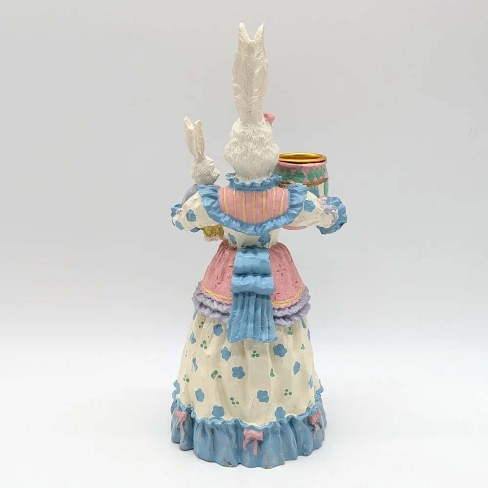 Vintage Victorian Mom & Child Bunny Easter Candle Holder