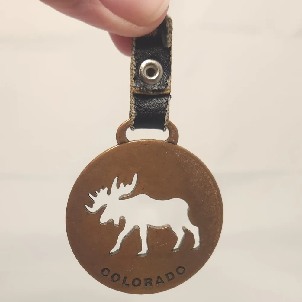 3” Copper Moose Colorado Leather Strap Keychain