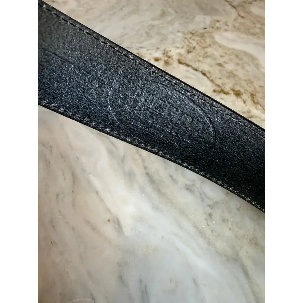 Double Prong Leather Statement Belt Snake Python Print