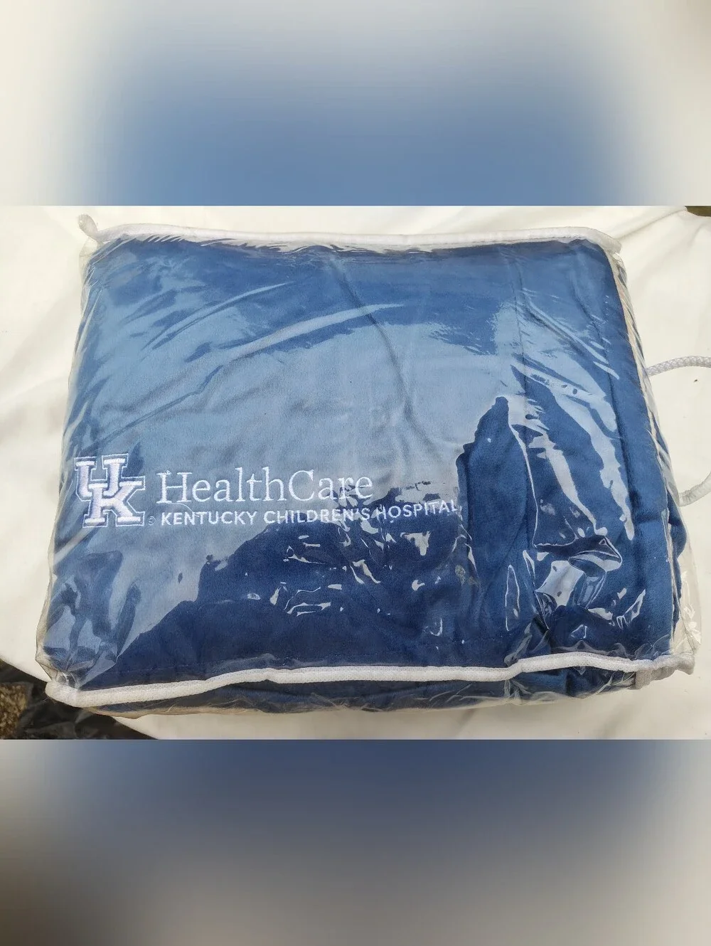 UK Childrens Hospital Plush Reversible Blue and White Sherpa Blanket