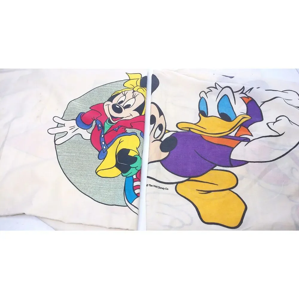 Vtg Pacific Walt Disney Mickey Minnie Mouse Donald Daisy Duck Pillowcase Set