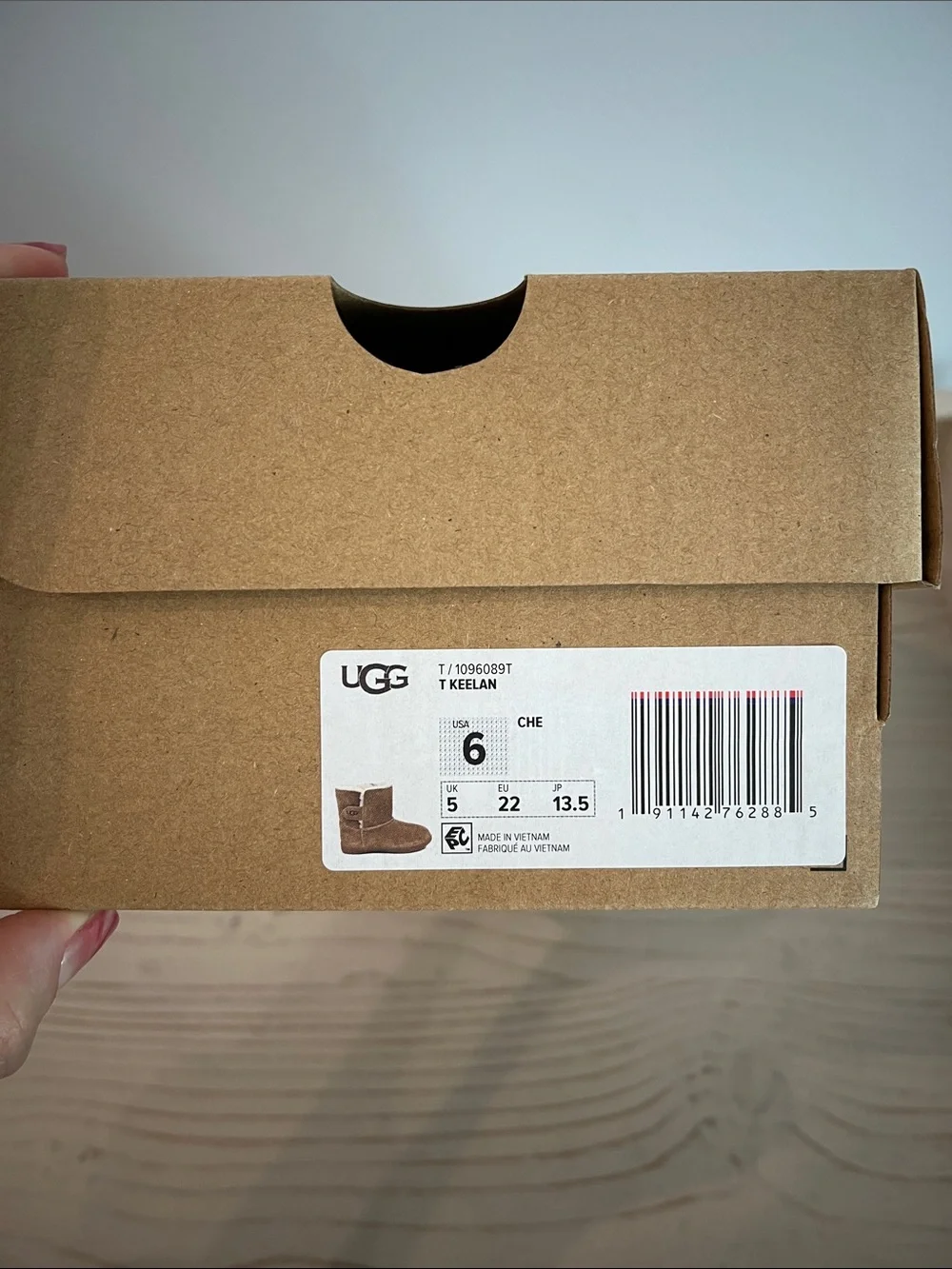 UGG Keelan Toddler Chestnut Suede Velcro Shearling Boots