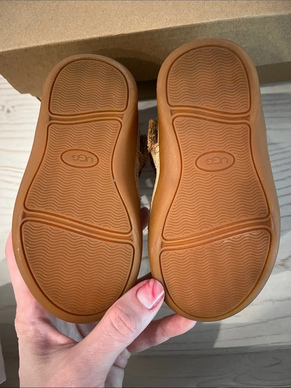 UGG Keelan Toddler Chestnut Suede Velcro Shearling Boots