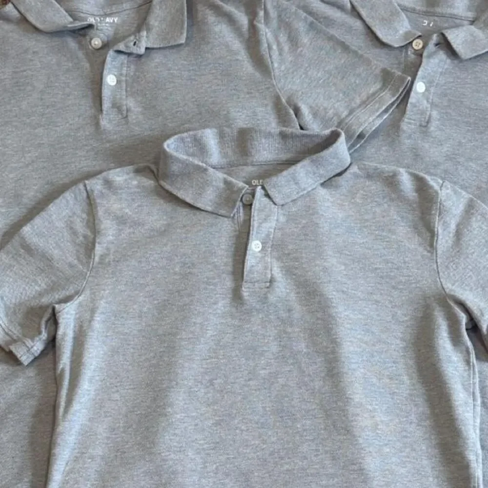 Old Navy Boys Gray Polo Shirt Bundle Lot of 3 Casual Short Sleeve School Size XL