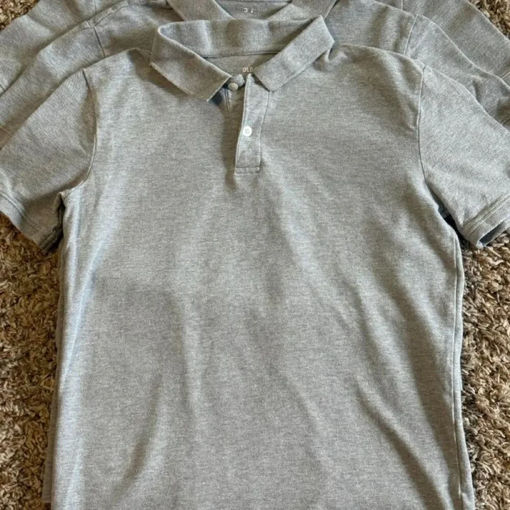 Old Navy Boys Gray Polo Shirt Bundle Lot of 3 Casual Short Sleeve School Size XL