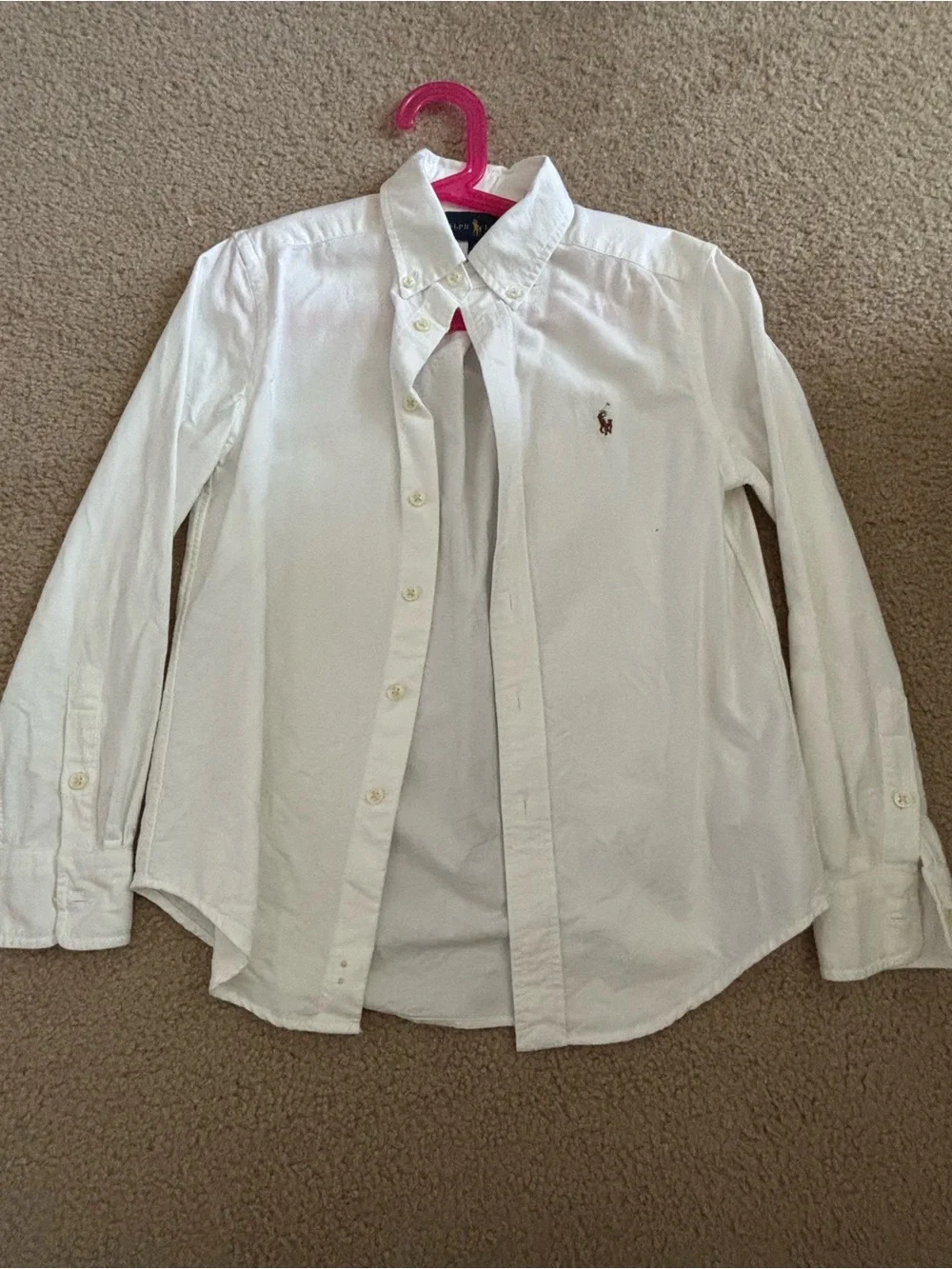 Ralph Lauren Boys White Button-Down Shirt with Polo Logo