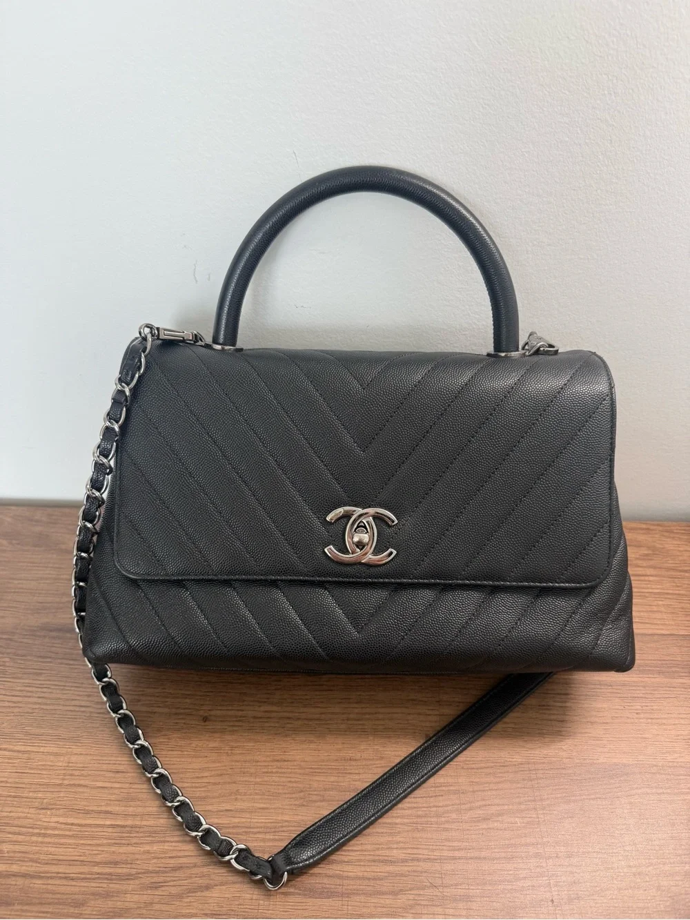CHANEL black chevron