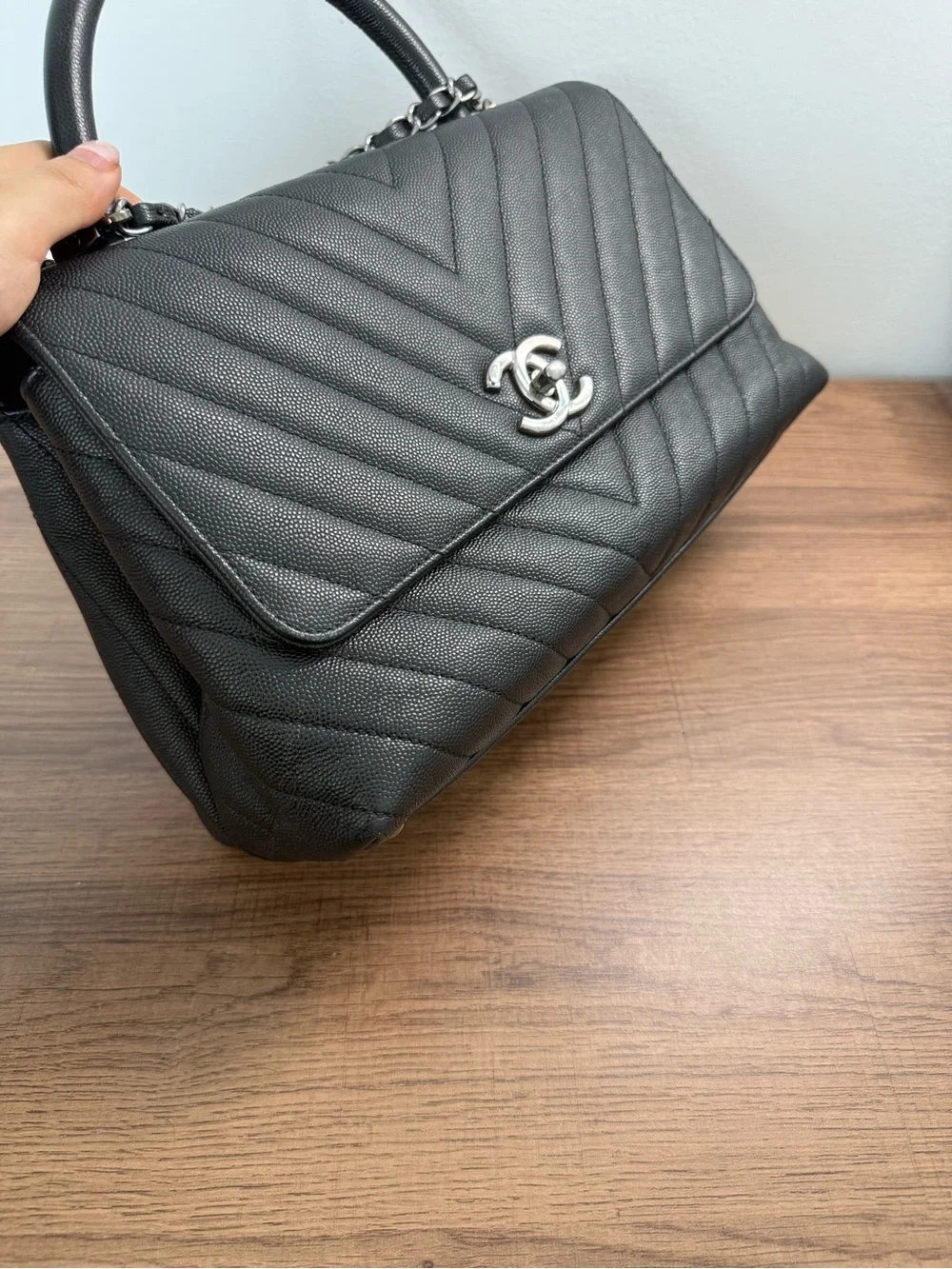 CHANEL black chevron
