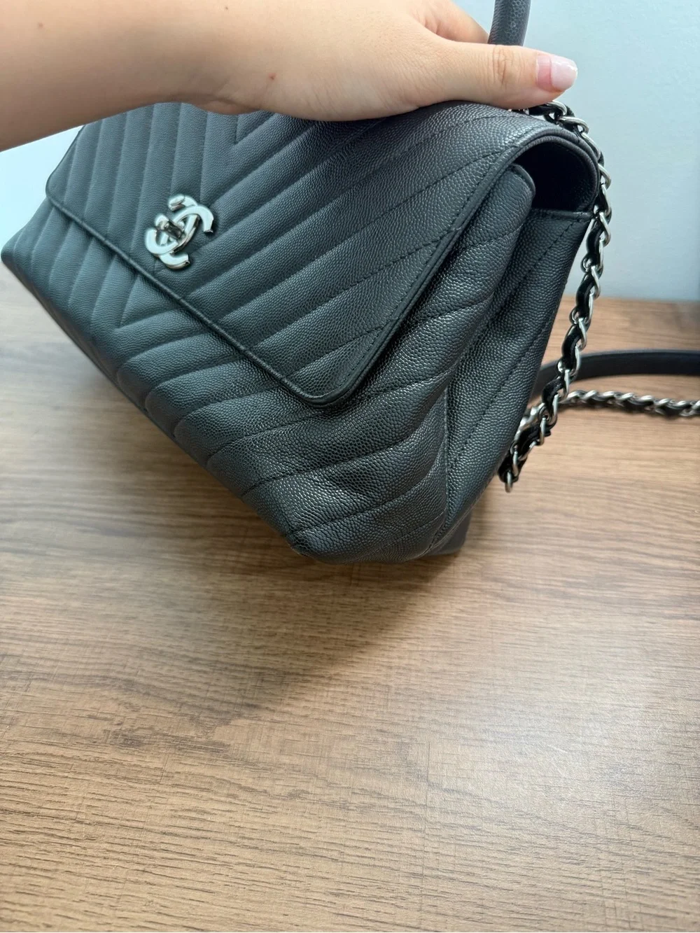 CHANEL black chevron