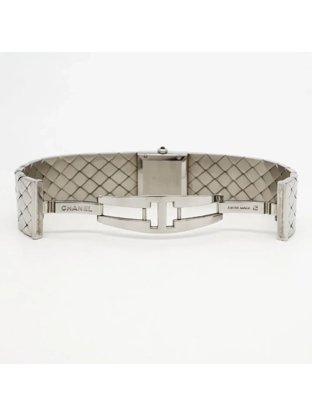 Chanel Quilted Diamond Black Dial Watch