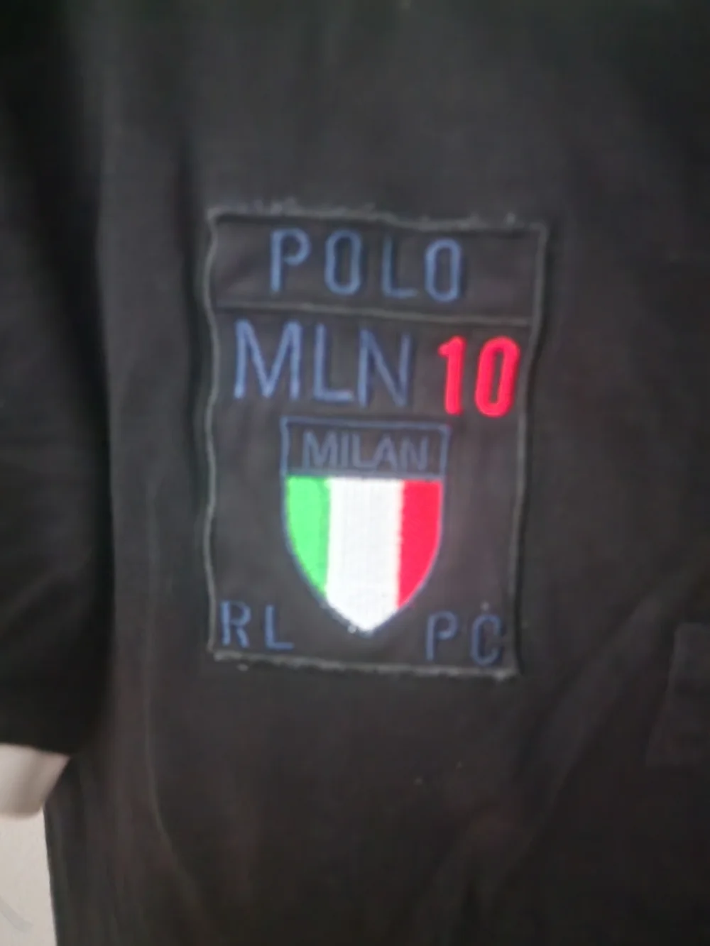 Ralph Lauren Black Polo Shirt with White Collar and Green Patch