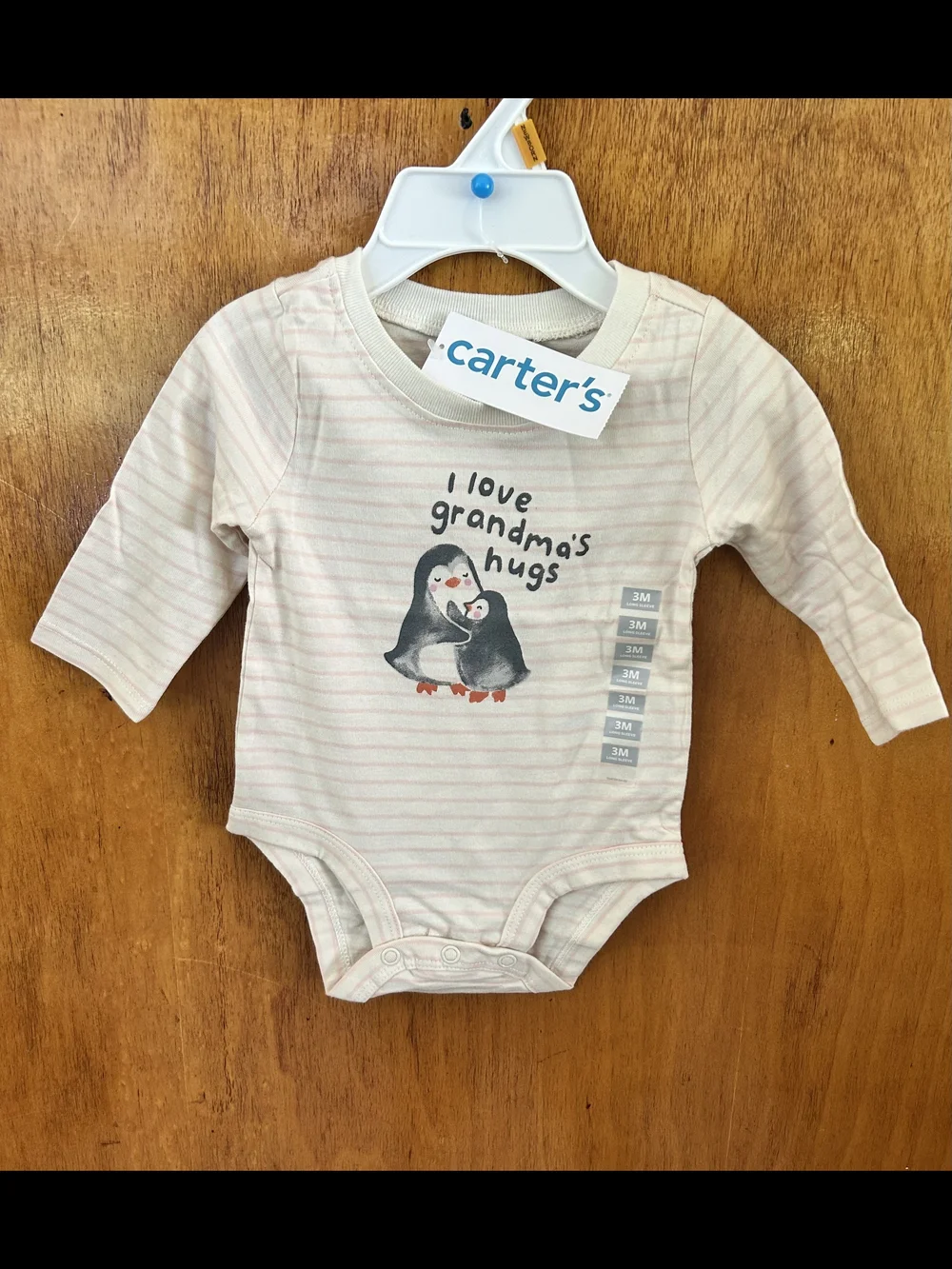 Carters I Love Grandma's Hugs Long Sleeve Onesie with Penguins