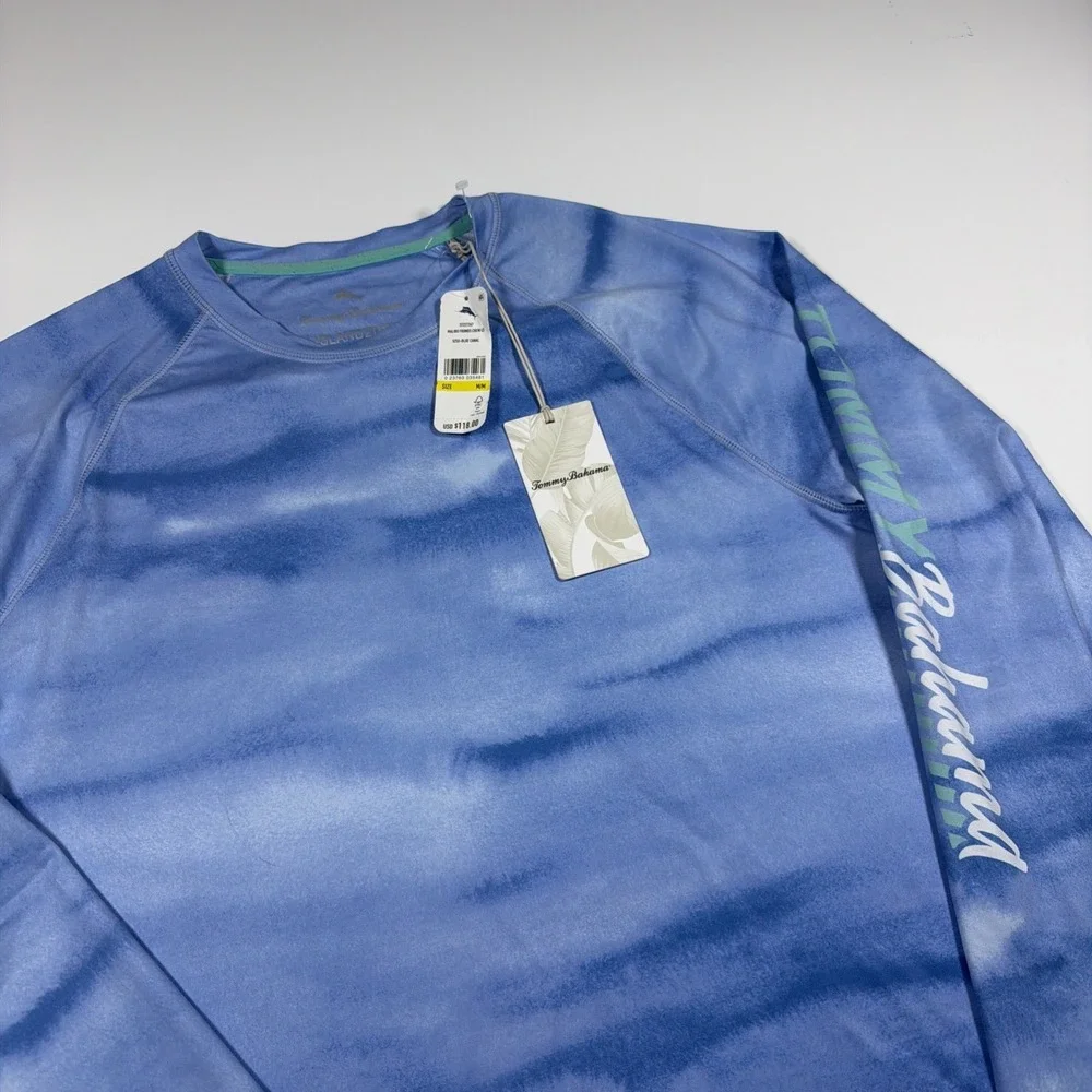 Tommy Bahama Men's M Malibu Fronds Crew IslandZone Rash Guard Shirt UPF 30 NWT