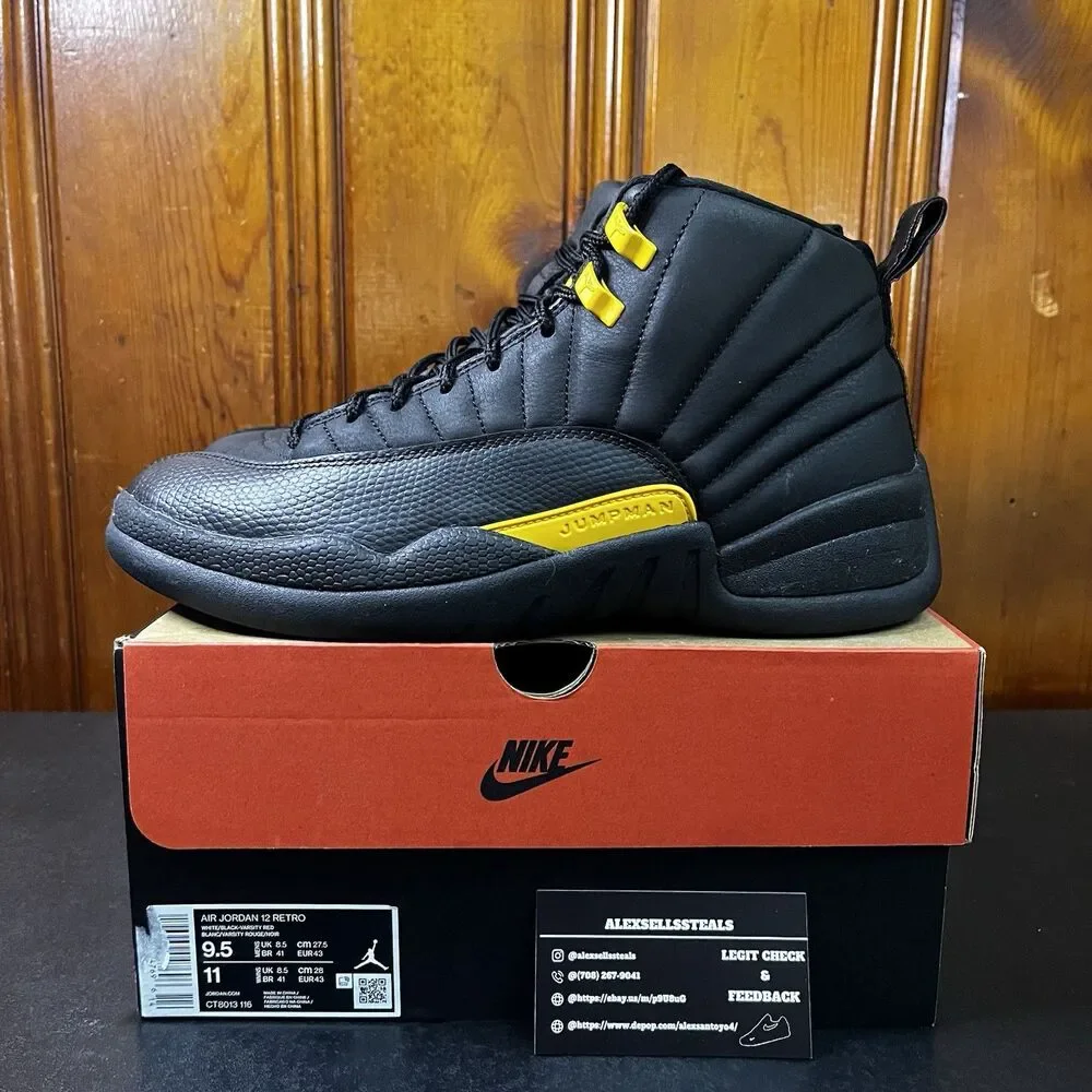 Jordan 12 University Gold/ Black Size 9.5 Men (CT8013071) Replacement Box USED