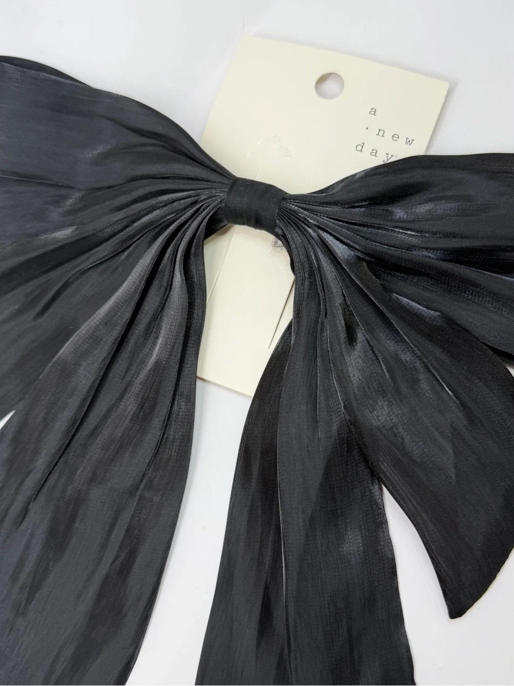 a new day Black Satin Bow Hair Scarf
