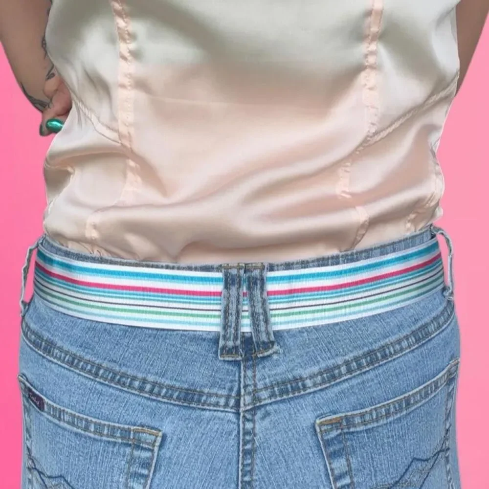vintage y2k aeropostale rhinestone striped belt