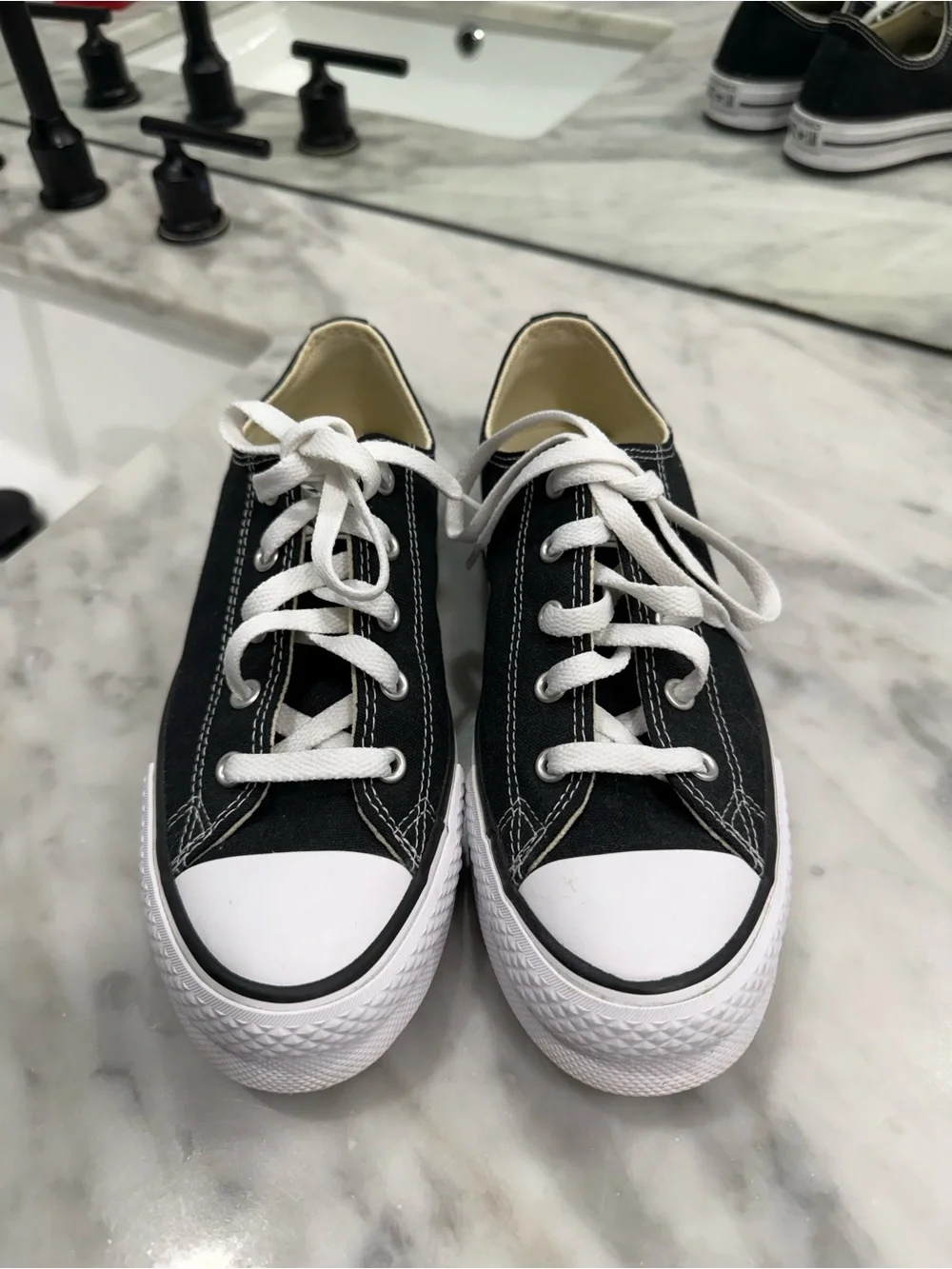 Converse Kids Black and White Low-Top Canvas Sneakers