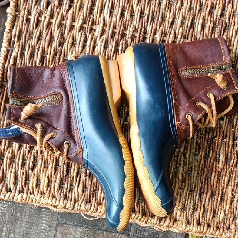 Brown and Blue Sperry Boots