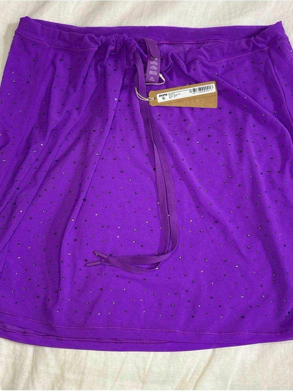SKIMS Violet Mesh Rhinestone Cover-Up Skirt