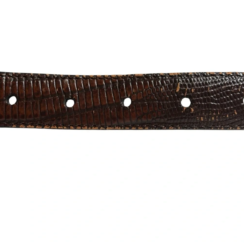 Brown Alligator Embossed Leather Belt Western Southwestern Men's Size 42