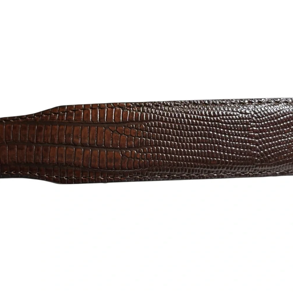 Brown Alligator Embossed Leather Belt Western Southwestern Men's Size 42