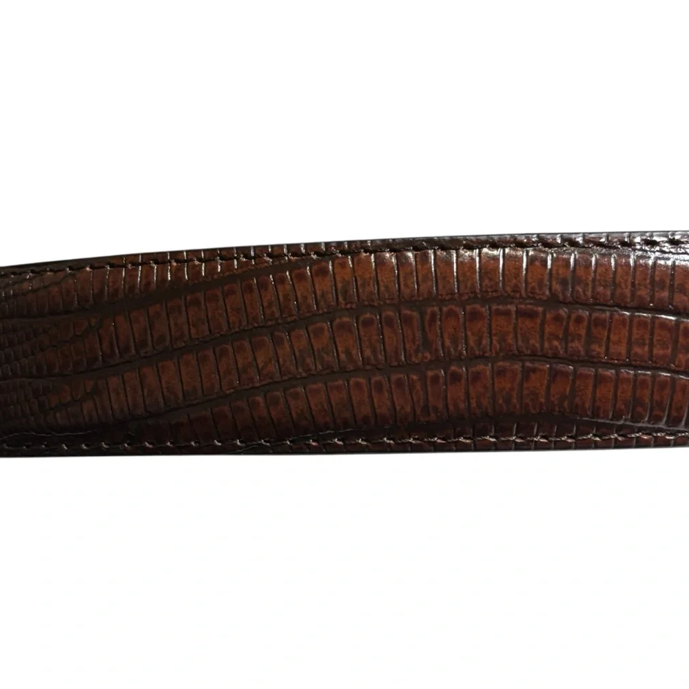 Brown Alligator Embossed Leather Belt Western Southwestern Men's Size 42