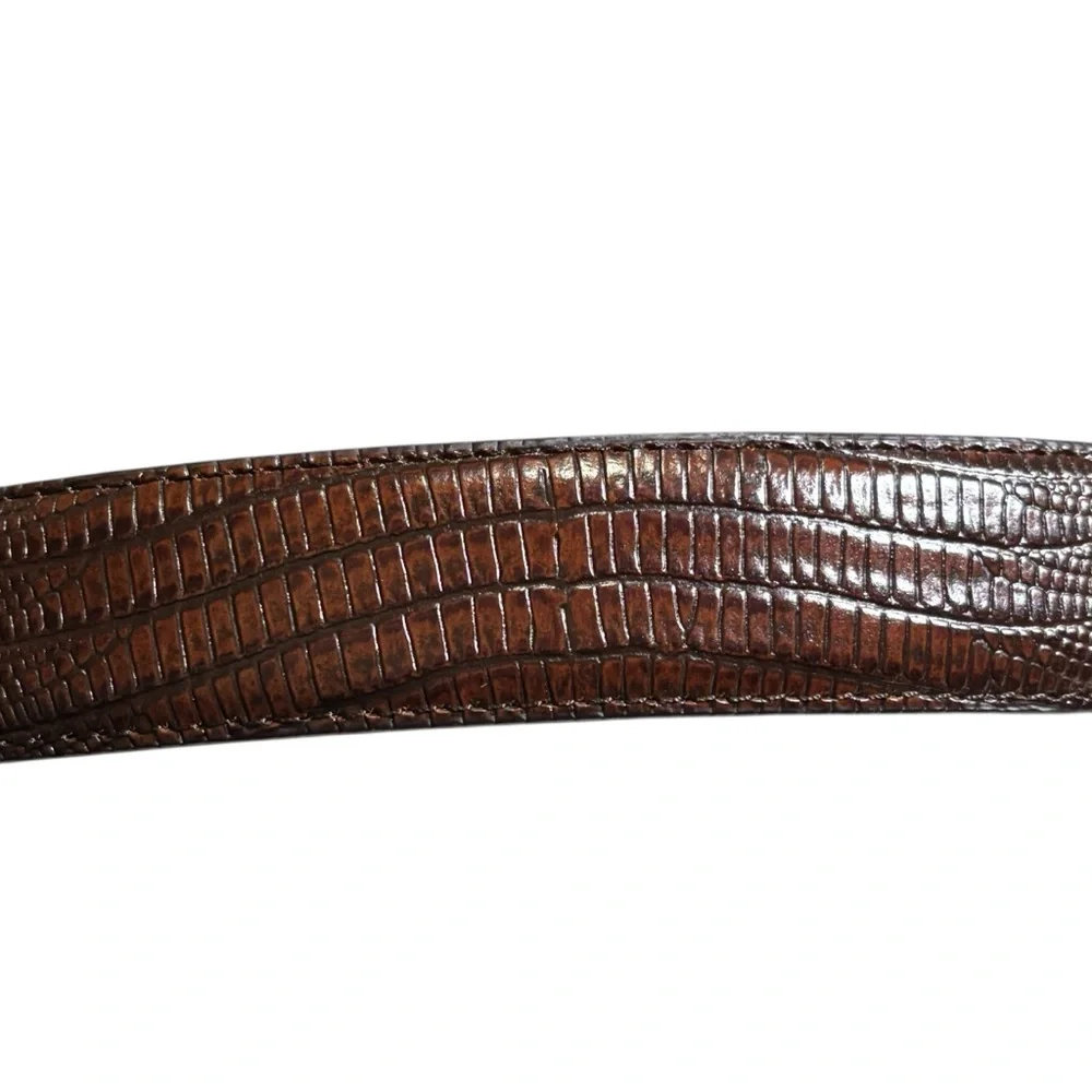 Brown Alligator Embossed Leather Belt Western Southwestern Men's Size 42