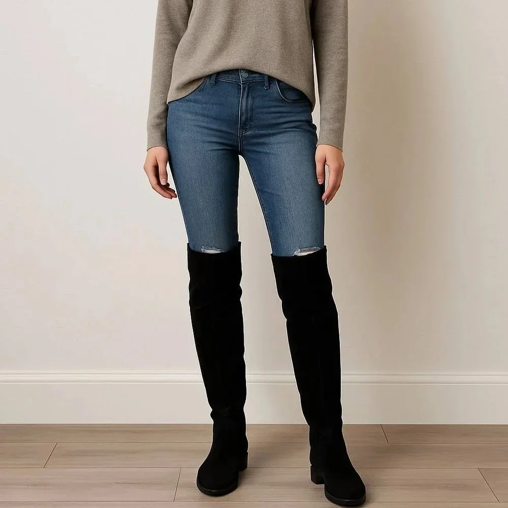 VINCE CAMUTO Bendra Tall Boot Over the Knee Black Suede 6 MSRP $238 NWOB