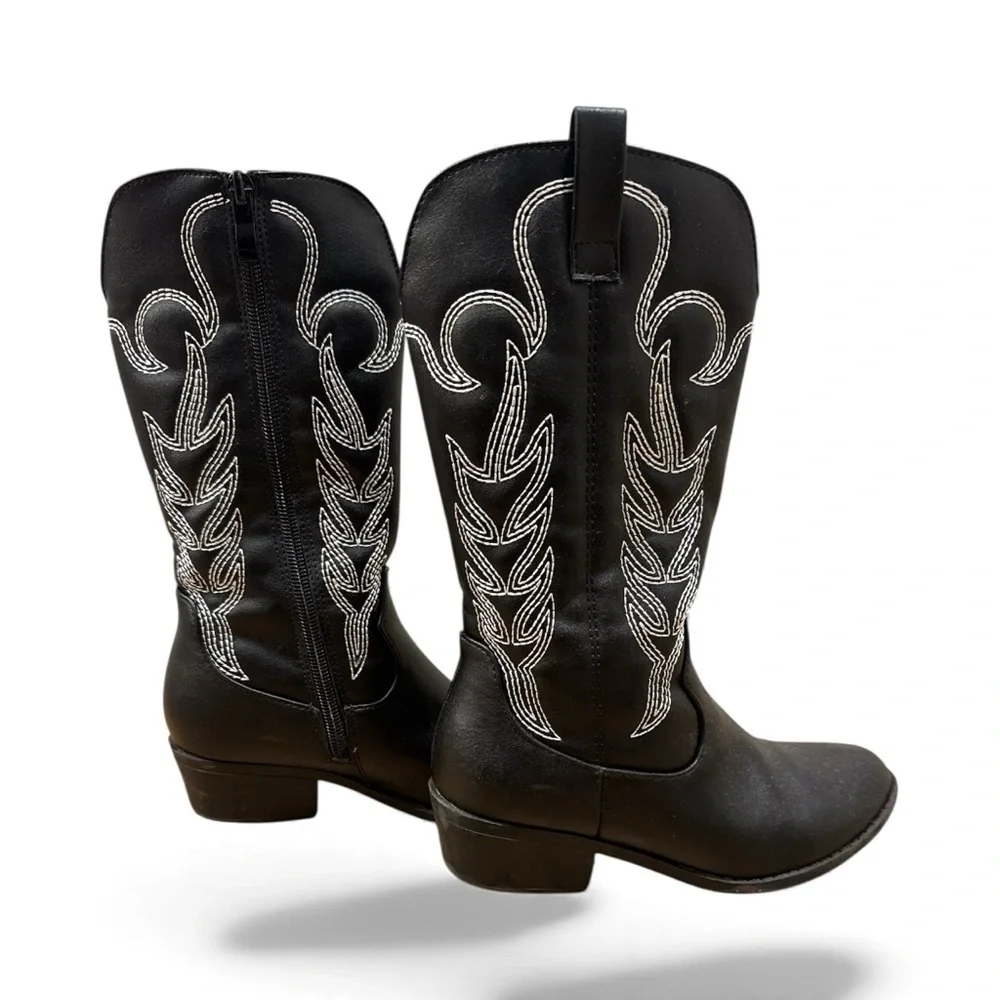Fashion Nova Black and White Kids Cowboy Boots
