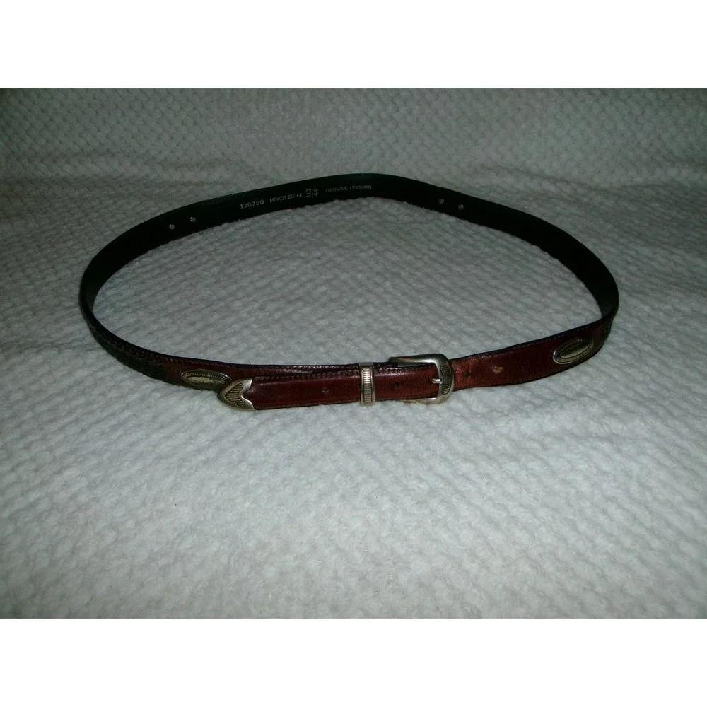 Fossil Mens 44 Leather Belt Brown Braided Western Concho
