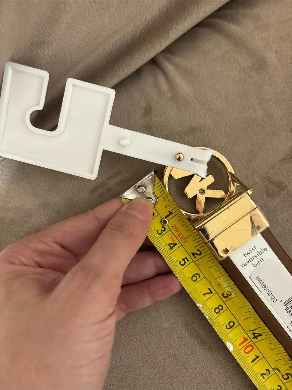 Authentic Michael Kors Reversible Logo Monogram Belt Brown/Vanilla Size Small