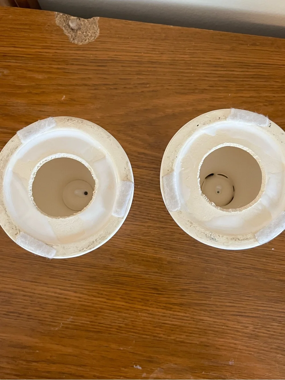 Ceramic Floral Candlestick Holders - White with Blue Flowers