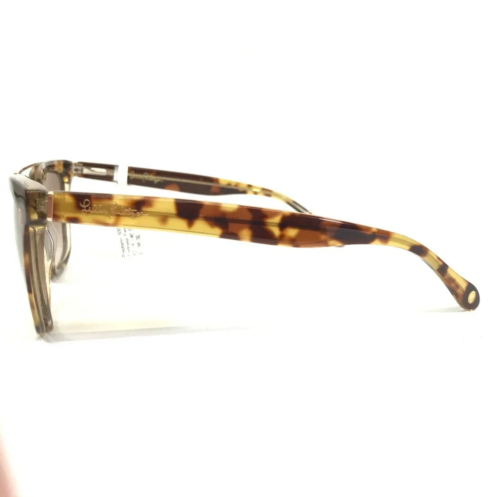 Lilly Pulitzer Sunglasses Positano TO Light Havana Tortoise Gold Wire Mirrored