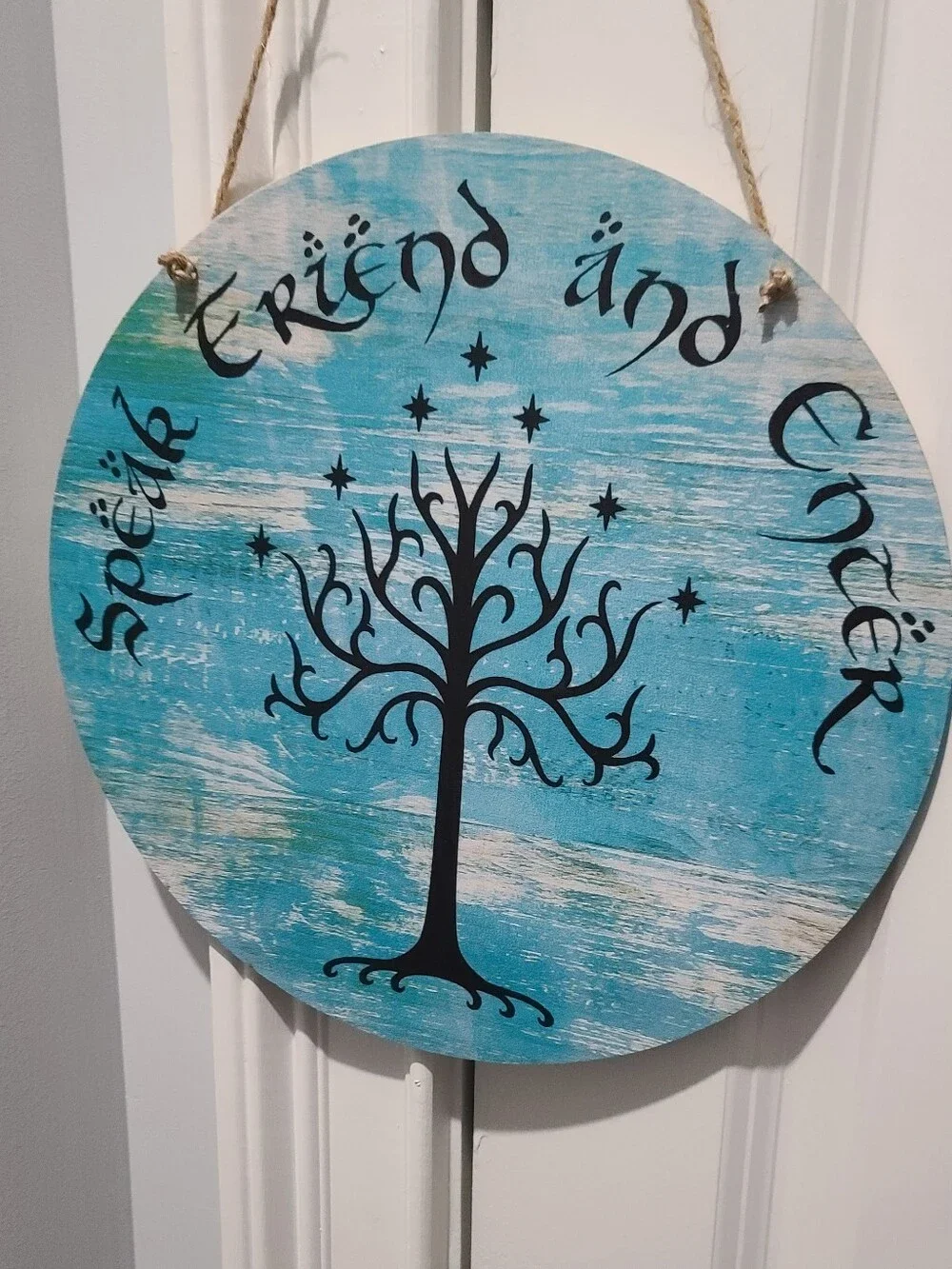 LOTR Lord Of The Rings Elven Speak Friend And Enter Wooden Door Wall Hanger
