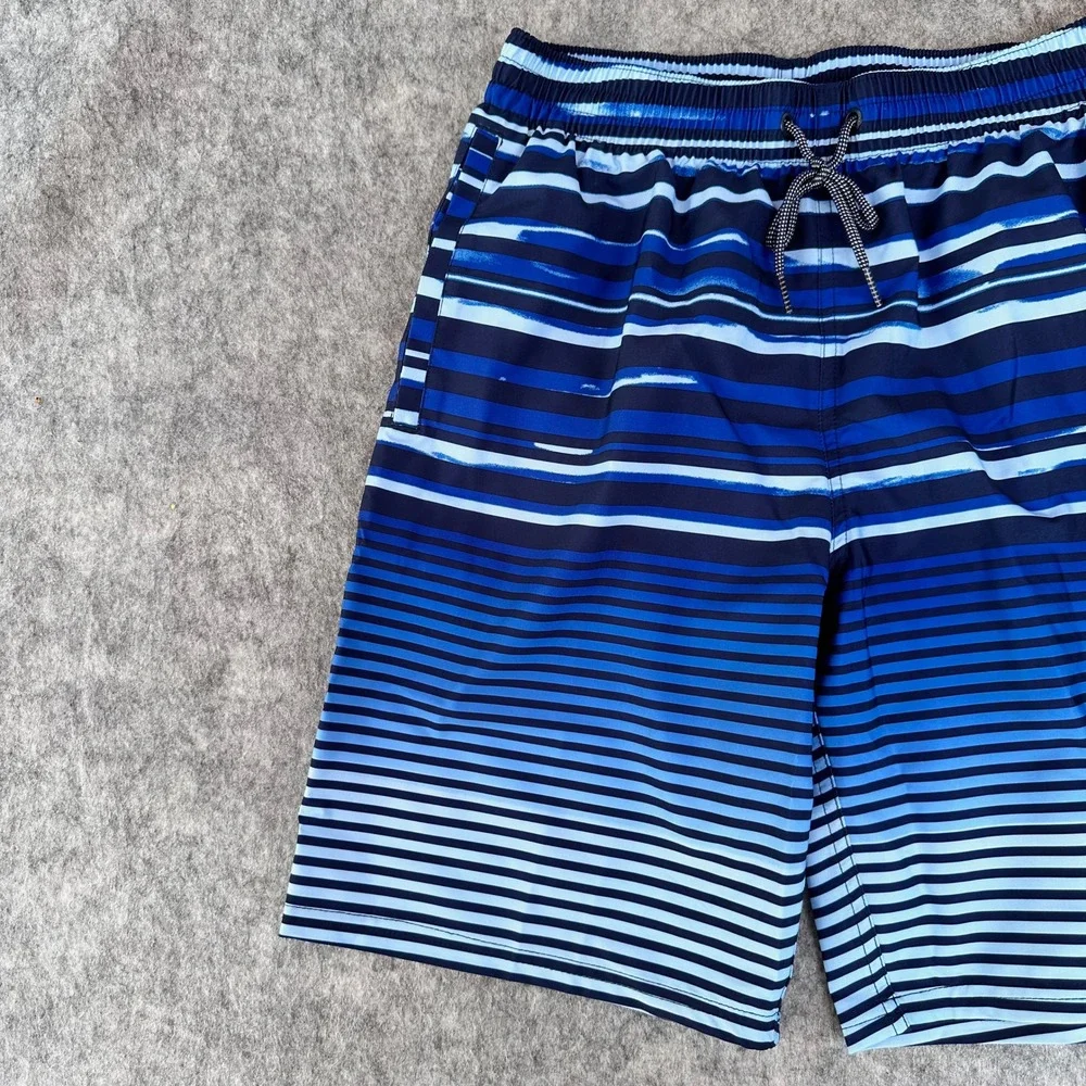 Nike Swim Mens Blue Striped 9 Inch Inseam Board Shorts NESSD545-440 Size S NEW