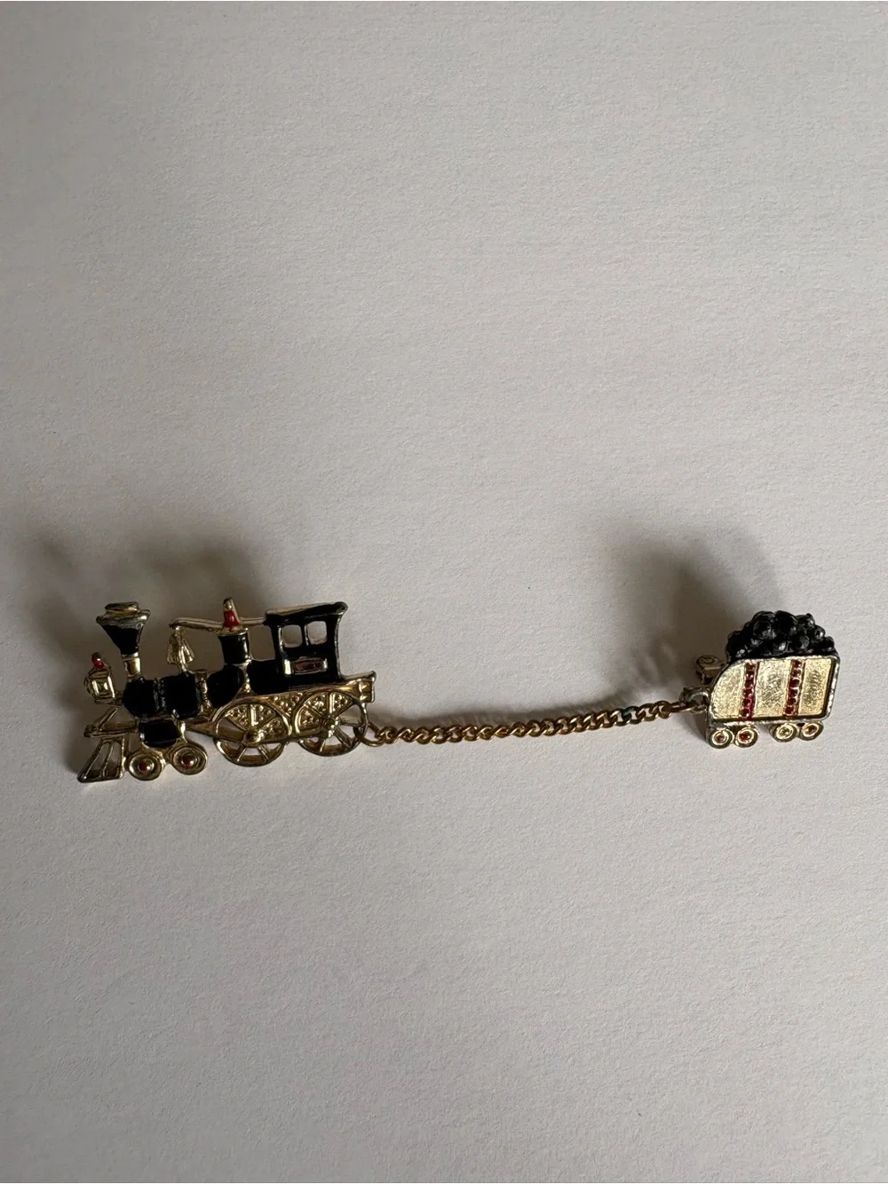 Vintage Gold Tone Steam‎ Locomotive Train Wagon Collectible Brooch Lapel Pin