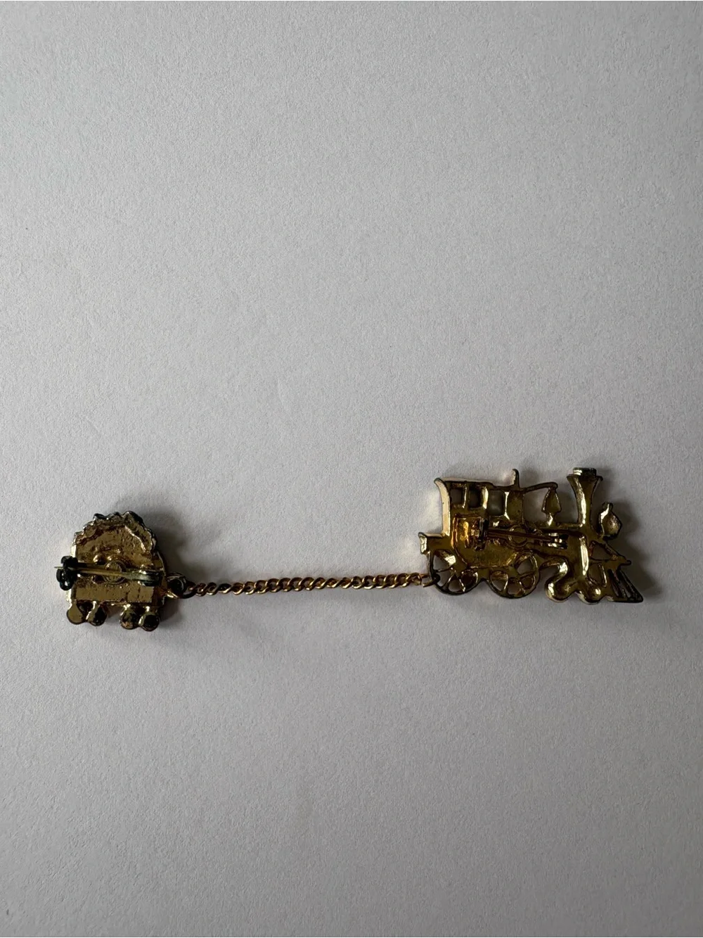 Vintage Gold Tone Steam‎ Locomotive Train Wagon Collectible Brooch Lapel Pin