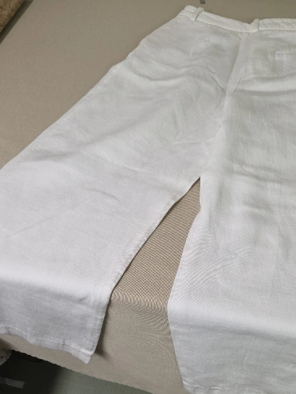 Zara White Textured High-Rise Pants Size MED